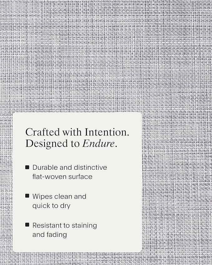 Chilewich Mini Basketweave Placemats in Mist - Set of 4 - Easy Care Woven Tabletop Textiles - Indoor/Outdoor - 19" x 14" Rectangle