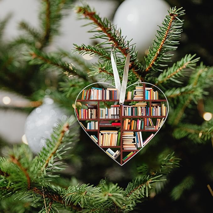 Book Ornaments for Christmas Tree - Book Lovers Gifts for Women - Gifts for Books Lover, Bookworm, Women, Librarian, Nerd - Acrylic Books Christmas Ornament