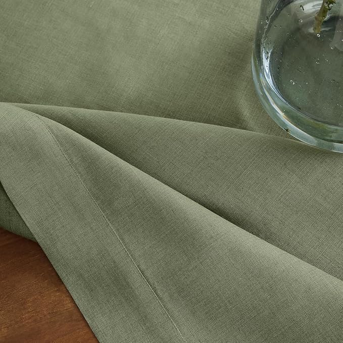 Solino Home Linen Oil Green Table Runner 72 Inches Long - 100% Pure Linen 14 x 72 Inch Table Runner for Christmas, New Year - Fete