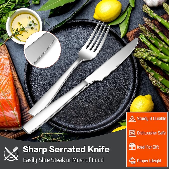 HaWare 18/10 Stainless Steel Flatware, 60-Piece Silverware Set Service for 12, Fancy Tableware Cutlery Set for Home Restaurant, Include Knife Fork Spoon, Mirror Finish Eating Utensils, Dishwasher Safe