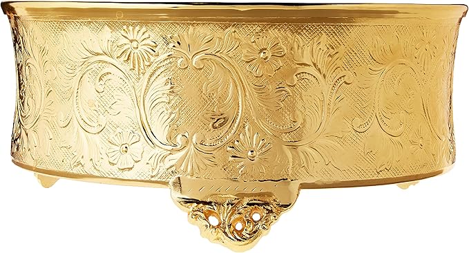 Elegance Round Ornate Wedding Cake Stand, 14", Gold