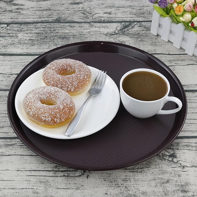 Ggbin Round Serving Tray for Food, Set of 4 Fast Food Serving Trays