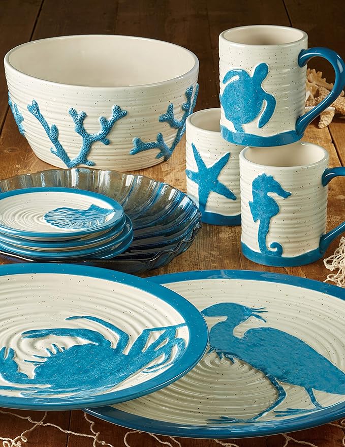 Certified International Natural Coast 6" Canape/Snack Plates,Set of 4 Assorted Designs
