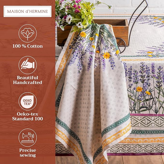 Maison d' Hermine Cloth Napkins Set of 4 100% Cotton Everyday Reusable Square Napkins Cloth Washable, Dinner, Party, Wedding, Restaurant, Spring/Summer (Fanny Lavender, 20" x 20")