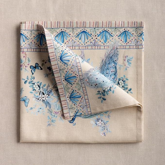 Maison d' Hermine Napkins 100% Combed Cotton Premium Set of 4 Decorative Cloth Napkin Washable Dinner Napkins for Holiday, Dinner, Wedding & Dining - Peacock Utopia - Sandy Beach (20”x20”)