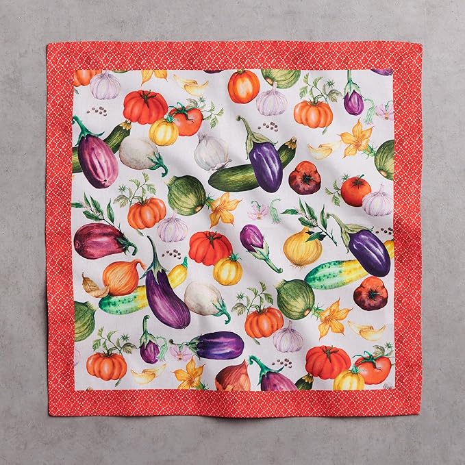 Maison d' Hermine Cloth Napkins Set of 4 100% Cotton Soft & Durable Everyday Reusable Square Napkins Cloth Washable, Dinner, Cocktail Party, Wedding, Restaurant (Ratatouile, 18" x 18")