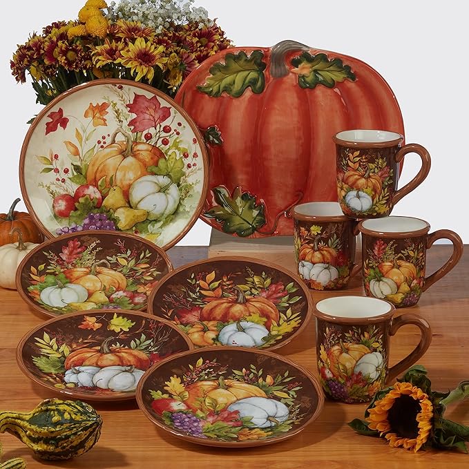 Certified International Harvest Blessings 6" Luncheon/Canape Plate, Multicolor, Small, Set of 4 (Pack of 2)