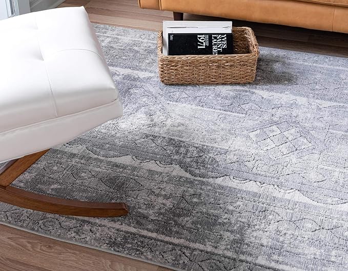 Rugs.com Oregon Collection Rug – 10' x 14' Gray Low-Pile Rug Perfect for Living Rooms, Large Dining Rooms, Open Floorplans