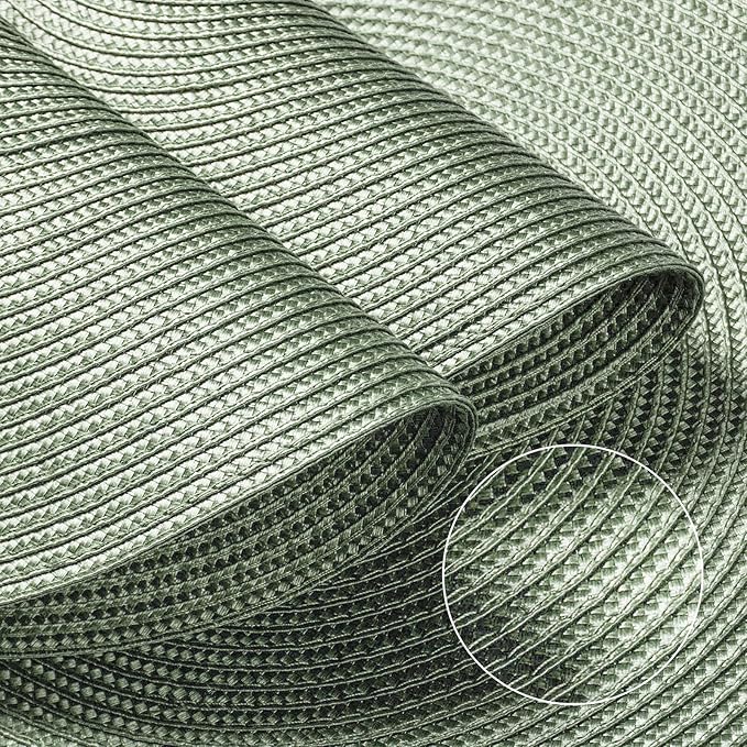 FunWheat Round Braided Placemats Set of 6 Place Mats for Dining Tables Woven Washable Non-Slip Table mats 15 inch(Fog Green, 6pcs)