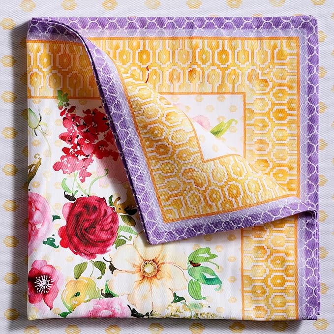 Maison d' Hermine Napkin 100% Combed Cotton Premium Cloth Napkin Decorative Washable Napkins Set of 4 for Home, Kitchen, Dining, Cocktail Parties & Camping - Summer Joy (20”X20”)