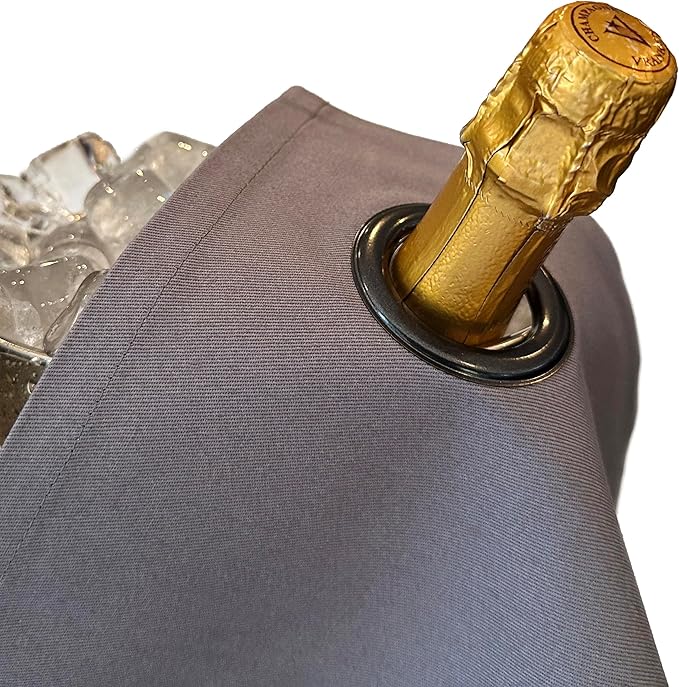 Classic Collection, Bottle Cloth with Metal Ring for Ice Buckets, Cotton, 42 cm, Corner Hole (Platinum with Charcoal Metal Ring, Pack of 25)