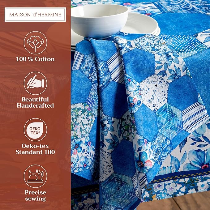 Maison d' Hermine Cloth Napkins Set of 4 100% Cotton Everyday Reusable Square Napkins Cloth Washable, Dinner, Party, Wedding, Restaurant, Spring/Summer (Summer Blues, 20" x 20")