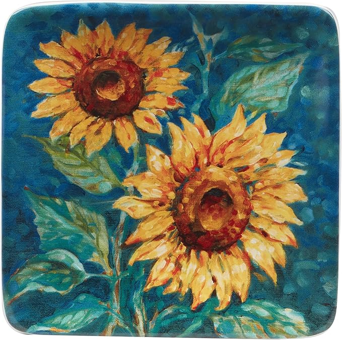 Certified International Golden Sunflowers 6" Canape/Luncheon Plates,Set of 4