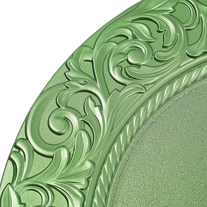 Green Plastic Charger Plates Set of 100,13” Reusable Party Chargers for Dinner Plates, Elegant Round Service Plate Chargers Bulk Decorative for Wedding, Catering Table Decor