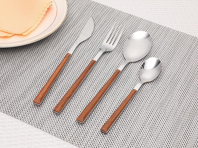 4 Piece Silverware Set, Stainless Steel Flatware, Mirror Polished Cutlery Set with Knife, Serving Utensils Set for Kitchen Eat 4 PCS Silver