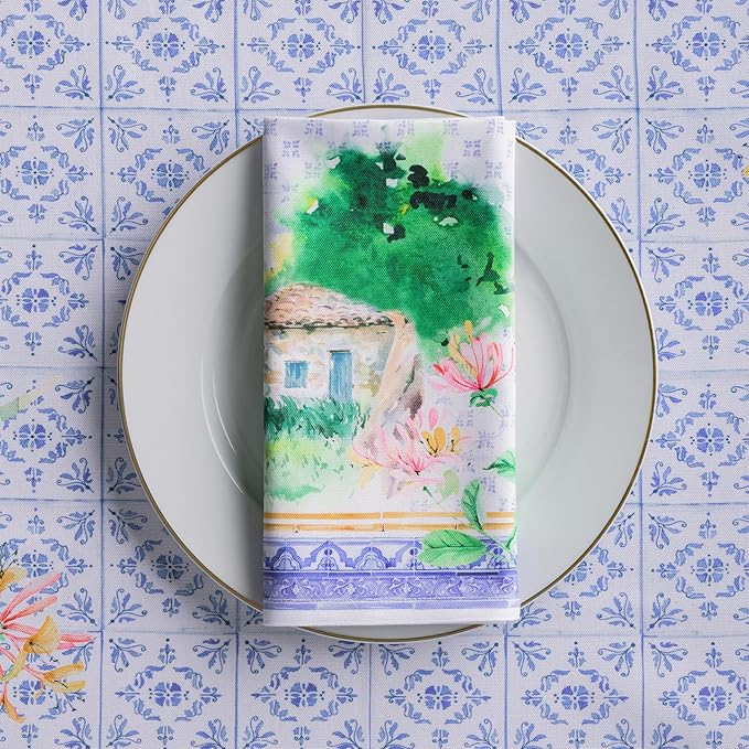 Maison d' Hermine Napkin 100% Combed Cotton Premium Cloth Napkin Decorative Washable Napkins Set of 4 for Home, Kitchen, Dining, Cocktail Parties & Camping - Luberon(20”X20”)