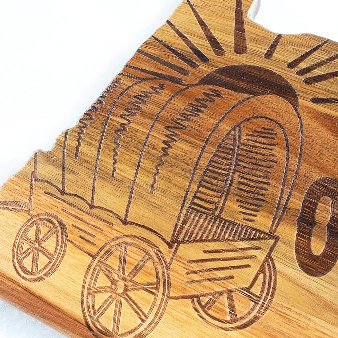 Totally Bamboo Rock & Branch Origins Series Oregon State Shaped Cutting Board and Charcuterie Serving Tray, Includes Hang Tie for Wall Display