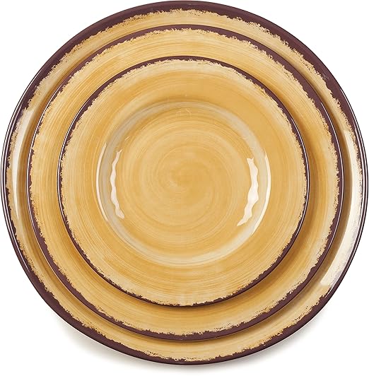 Carlisle FoodService Products Mingle Resuable Plastic Plate Appetizer Plate with Pottery Style for Home and Restaurant, Melamine, 7 Inches, Amber, (Pack of 12)