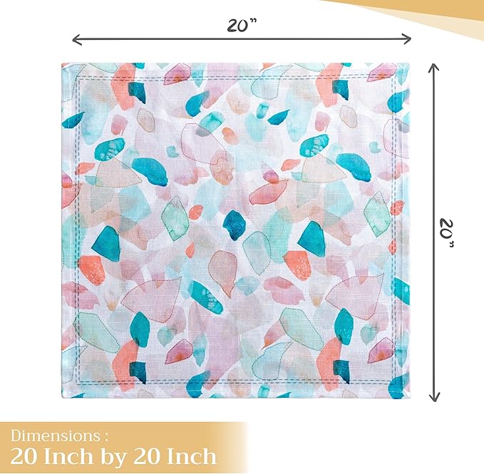 Maison d' Hermine Cloth Napkins Set of 4 100% Cotton Everyday Reusable Square Napkins Cloth Washable, Dinner, Party, Wedding, Restaurant, Spring/Summer (Summer Picnic, 20" x 20")