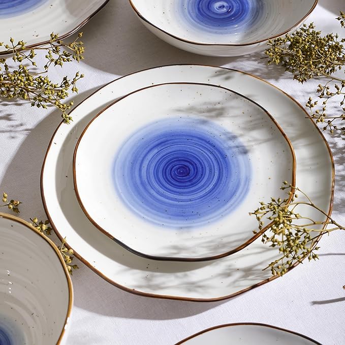 Christian Siriano Luma 16-Piece Dinnerware Set Porcelain, Blue