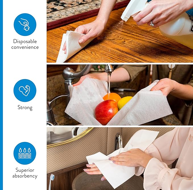 AMERICAN HOMESTEAD Disposable Hand Towels for Bathroom - White Linen-Like Guest Napkins - Ideal Paper Dinner Napkins or Bathroom Towels for Guests - 100 Count - Quilted - Basic Size 15.5" x 8"