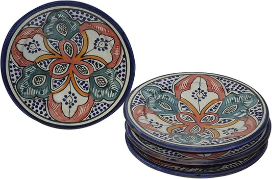 Moroccan Ceramic Plates Handmade Appetizer Tapas Serving Set Of 4 plates