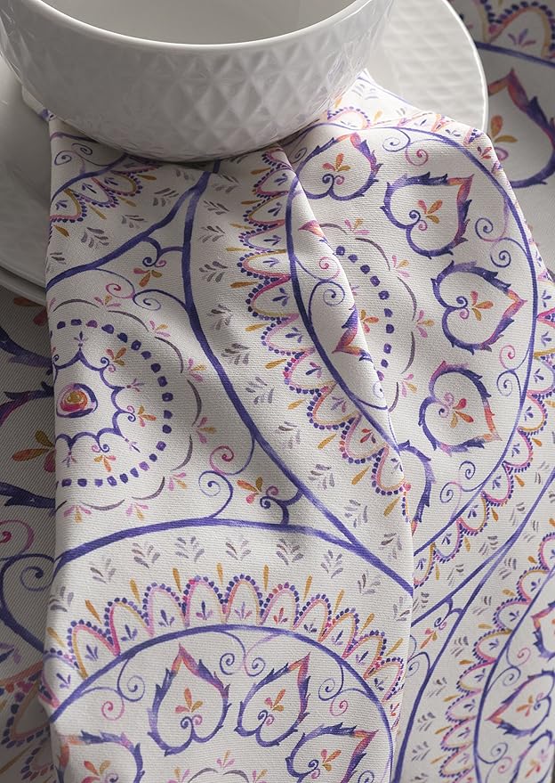 Maison d' Hermine Cloth Napkins Set of 4 100% Cotton Everyday Reusable Square Napkins Cloth Washable, Dinner, Party, Wedding, Restaurant, Spring/Summer (Mandala, 20" x 20")