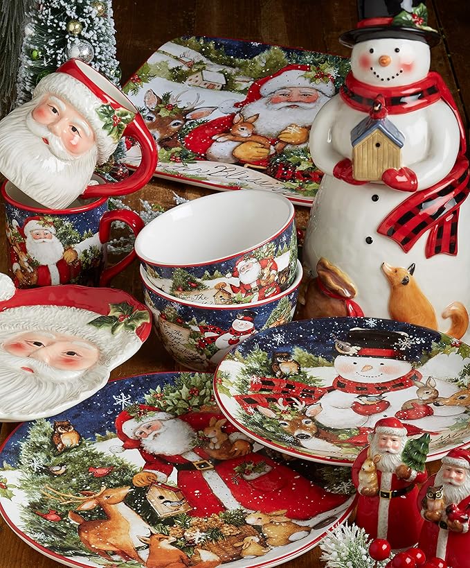 Certified International Magic of Christmas Santa 6" Canape/Luncheon Plates, Multicolored, Small, Set of 4