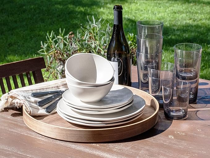 Organic Coupe Wheat PolyPro 12-Piece Dinnerware Set, Off-White