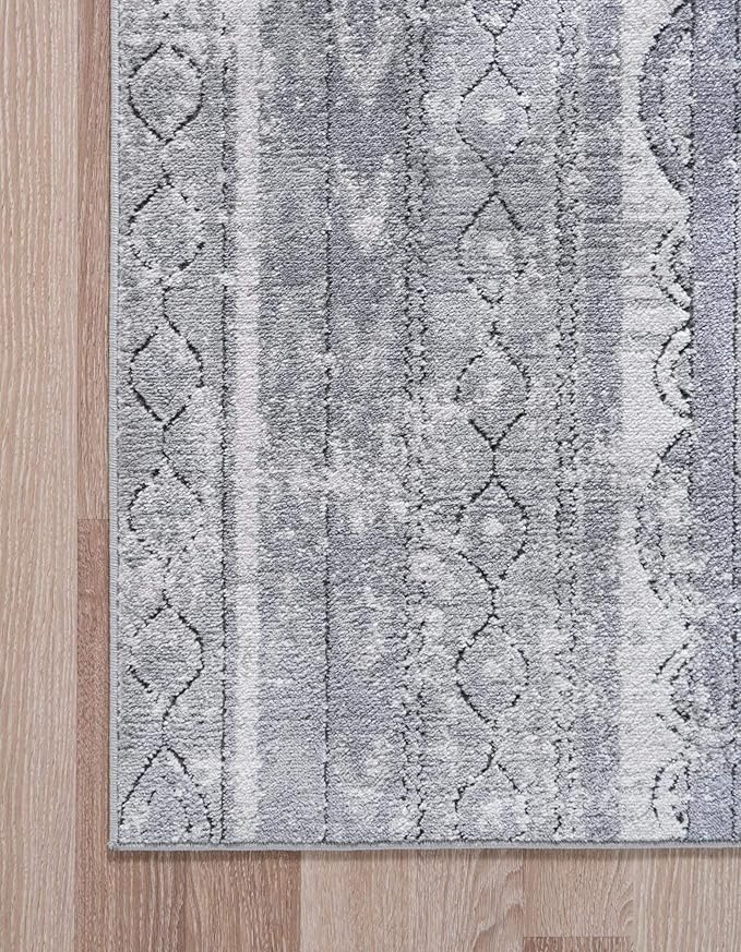 Rugs.com Oregon Collection Rug – 4 Ft Square Gray Low-Pile Rug Perfect for Living Rooms, Kitchens, Entryways