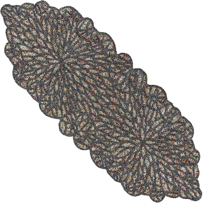 Premium Beaded Table Runner - 13x36 Elegant & Durable Home Décor for Dining, Weddings, Parties & Special Occasions with Non-Slip Backing, Versatile & Easy-Care (Multi) - CLEENTABLE