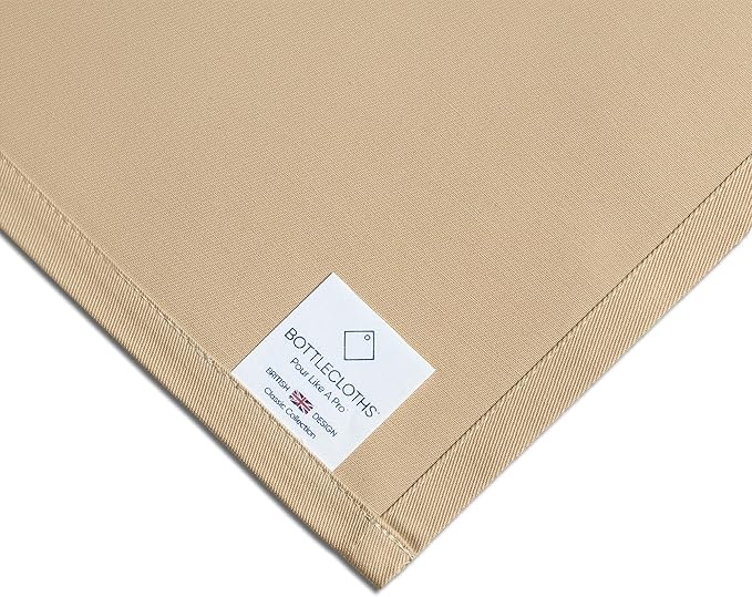 Classic Collection, Bottle Cloth with Metal Ring for Ice Buckets, Cotton, 42 cm, Corner Hole (Gold with Gold Metal Ring, Pack of 2)