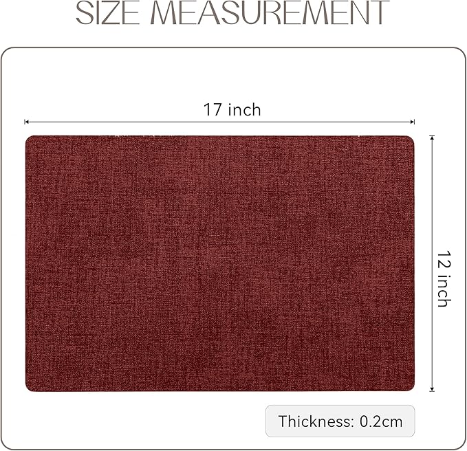 Romanstile Vinyl Placemats Set of 6-12 X 17 Inch - Faux Leather 100% Waterproof Oil-Proof Wipeable Place Mats, Heat Resistant Reversible PU Table Mats for Kitchen Dining Party Outdoor, Red