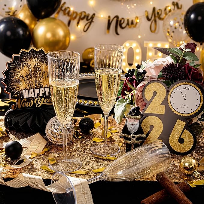WDF 36PCS Clear Champagne Flutes Plastic - 6 OZ Clear Disposable Champagne Flutes Party Supplies for Wedding/Birthday/Parties