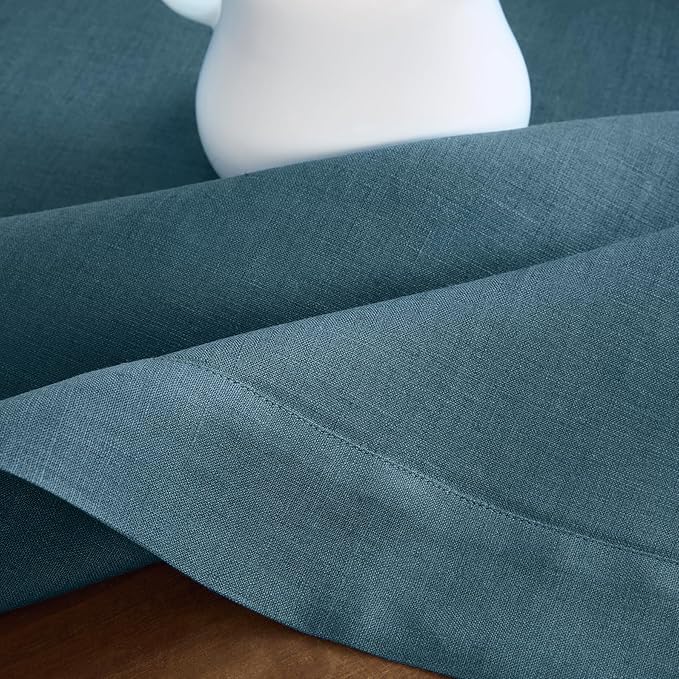 Solino Home Linen Table Runner 108 Inches Long - 100% Pure Linen Peacock Blue Table Runner 14 x 108 Inch - Fete
