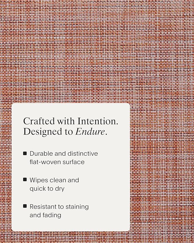 Chilewich Mini Basketweave Placemats in Cinnamon - Set of 4 - Easy Care Woven Tabletop Textiles - Indoor/Outdoor - 15" Round