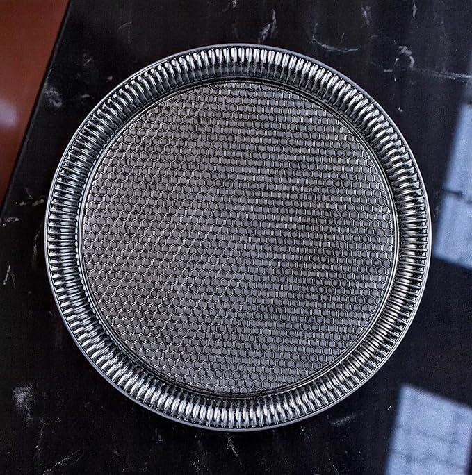 Alisveristime Round Hammered Metal Serving Tray – Ottoman Style, (11.8" Diameter, 12.6 oz) 5 Color Options (Black)
