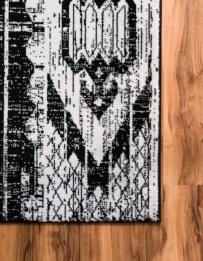 Rugs.com Oregon Collection Rug – 2' 2 x 3' Black and White Low-Pile Rug Perfect for Living Rooms, Large Dining Rooms, Open Floorplans
