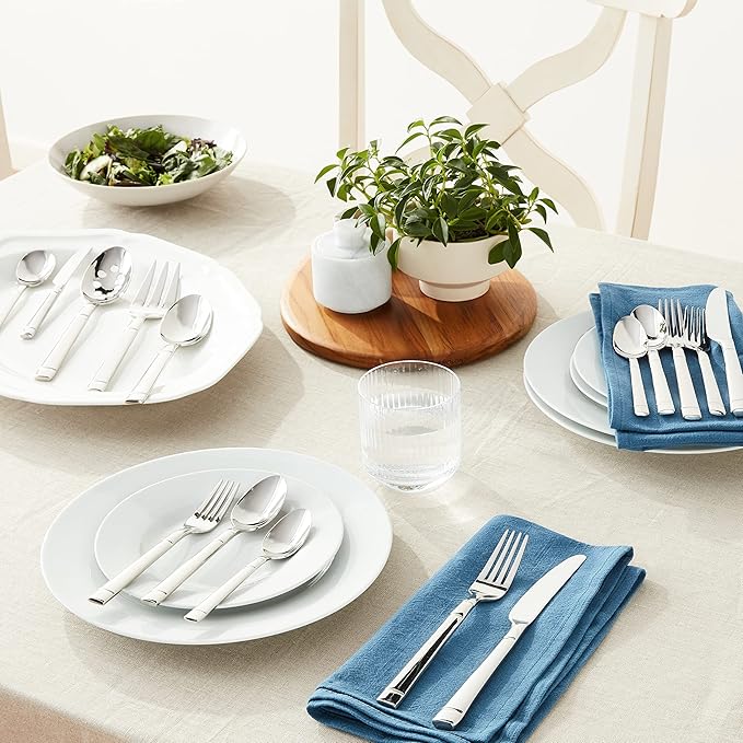 Kate Spade New York Fair Harbor Flatware Set, 18/10 Stainless Steel, 45-Piece| (Pack of 2)