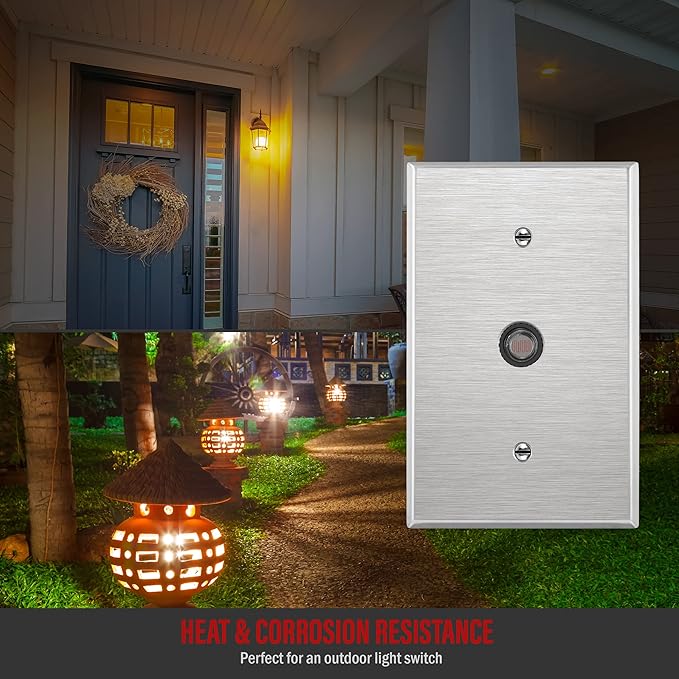 ENERLITES 0.625" Diameter Hole Phone Cable Metal Wall Plate, Corrosive Resistant, Over Size 1-Gang 5.5" x 3.5", 7761O, 430 Stainless Steel, UL Listed, Silver
