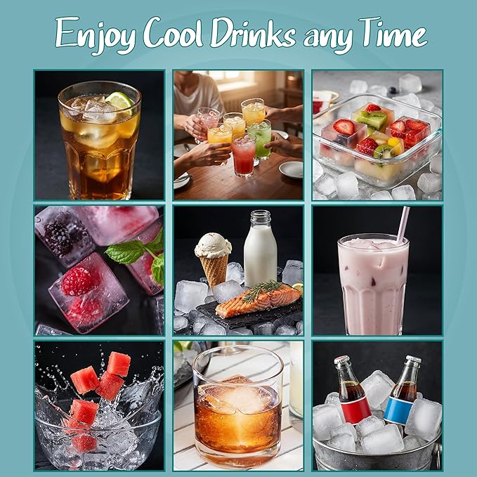 2 Pack Large Square Ice Cube Mold, Silicone Big Ice Cube Trays with Lids, BPA-Free Easy Release Stackable Ice Cube Trays for Freezer, Old Fashioned Ice Cube Maker Molds for Whiskey/Cocktails/Drinks
