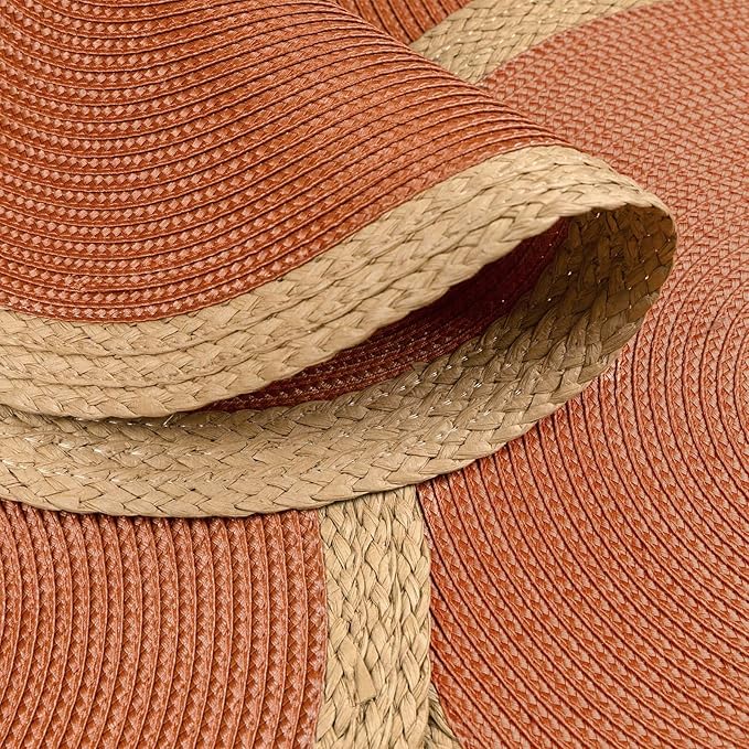 Noctiflorous Round Placemats Set of 4, 15 Inch Braided Hand Woven Table Mats, Heat Resistant Non-Slip Wipeable Wide Edge Place Mats for Kitchen Dining Indoor Outdoor Use(Dark Orange, 4)
