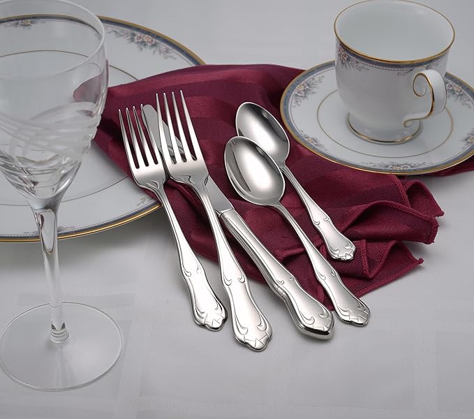 Liberty Tabletop Champlin 45-piece 18/10 Flatware Set Service for 8, Includes Serving Pieces Made in USA