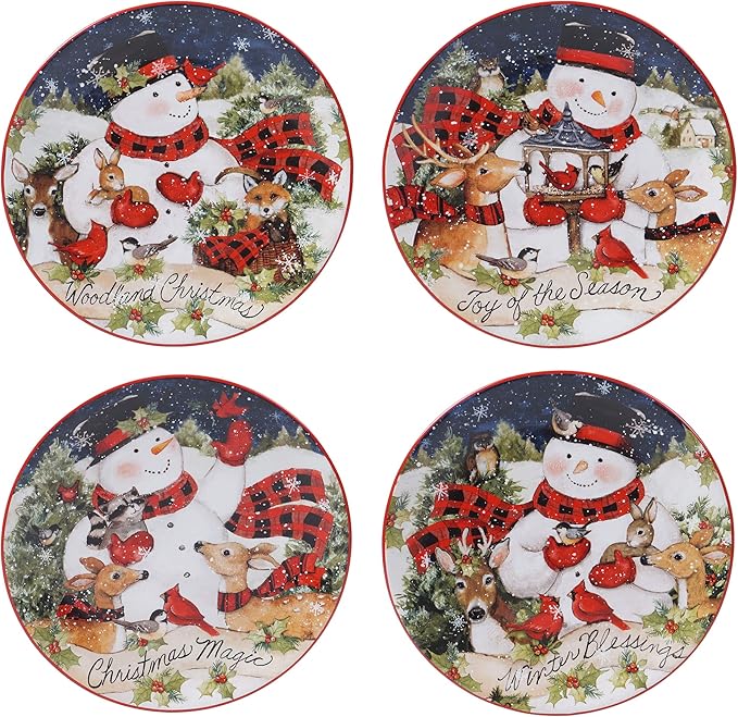 Magic of Christmas Snowman 16-Piece Holiday Dinnerware Set – Service for 4 – Cheerful Winter Plates, Mugs & Bowls for Family Meals, Holiday Gatherings & Festive Table Settings