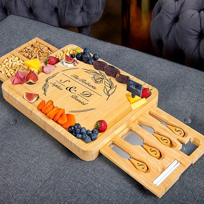 Personalized Charcuterie Board, Custom Bamboo Engraved Cheese Board, Customized Gifts, Bridal Shower Gifts, Perfect for Personalized Wedding