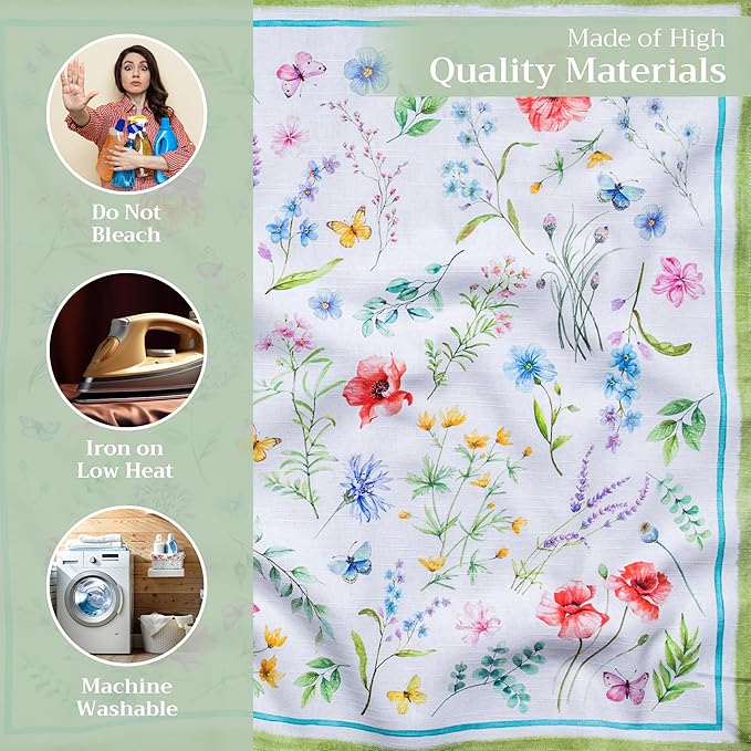 Maison d' Hermine Cloth Napkins Set of 4 100% Cotton Everyday Reusable Square Napkins Cloth Washable, Dinner, Party, Wedding, Restaurant, Spring/Summer (Just Floral, 20" x 20")