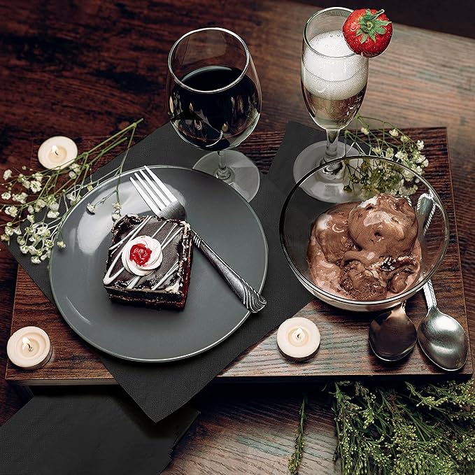 1100 Pack Cocktail Napkins Paper - Quality 3-Ply Black Beverage Napkins - Restaurant, Event, Bar Napkins - Perfect Size Dessert Napkin - Party Napkin Bulk - Elegant Wedding Napkins Disposable