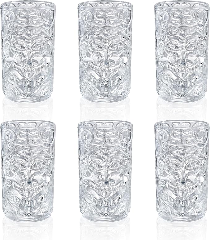 Glass Drinking Glasses Set of 6 Tiki Drinking Glasses Cups 14.5oz for Cocktails,Water,Juice,Beer,Cocktails,Wine Mojito Cups, Cocktail Glass, Bar Glassware Set for Cocktail, Beer, Whiskey