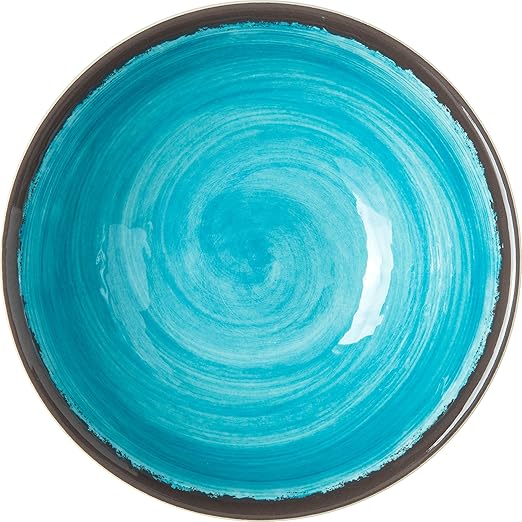 Carlisle FoodService Products Mingle Resuable Plastic Bowl Small Bowl with Pottery Style for Home and Restaurant, Melamine, 17 Ounces, Aqua, (Pack of 12)
