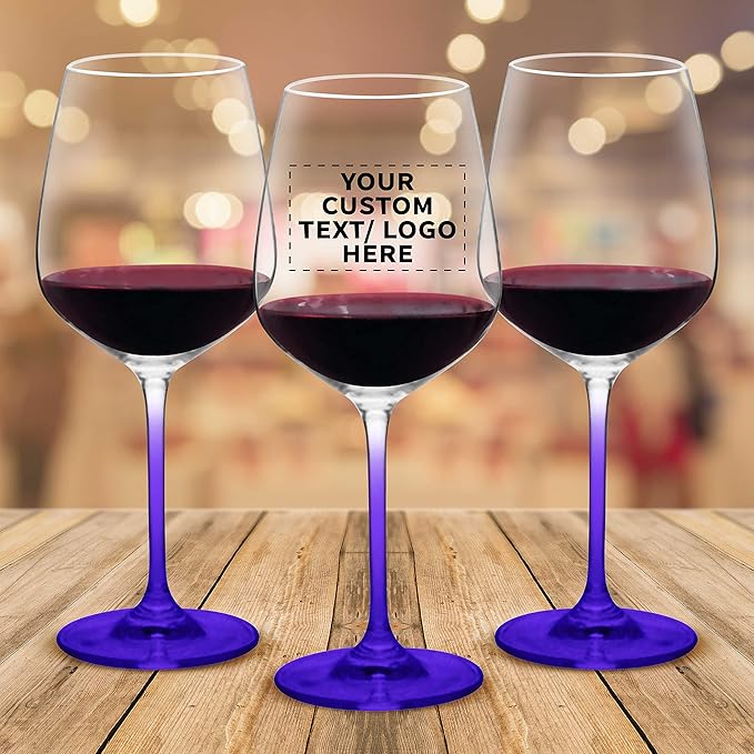 Custom Crystal Wine Glasses 17.5 oz Set of 48, Personalized Bulk Pack - Restaurant Glassware, Perfect for Red Wine or White Wine - Purple